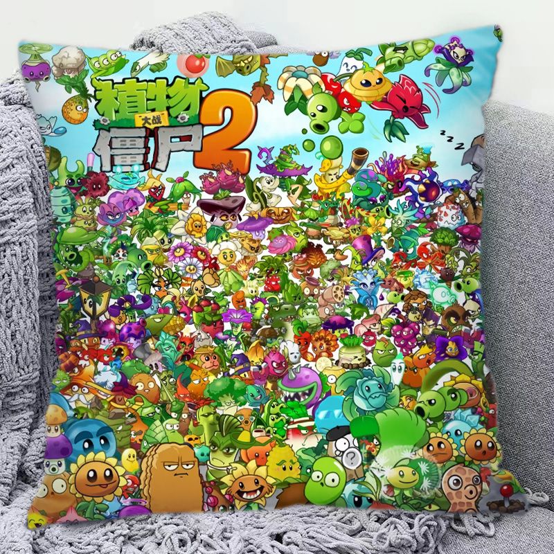 Decorative Throw Pillow - Plants Vs. Zombies Cute Cartoon Double-Sided