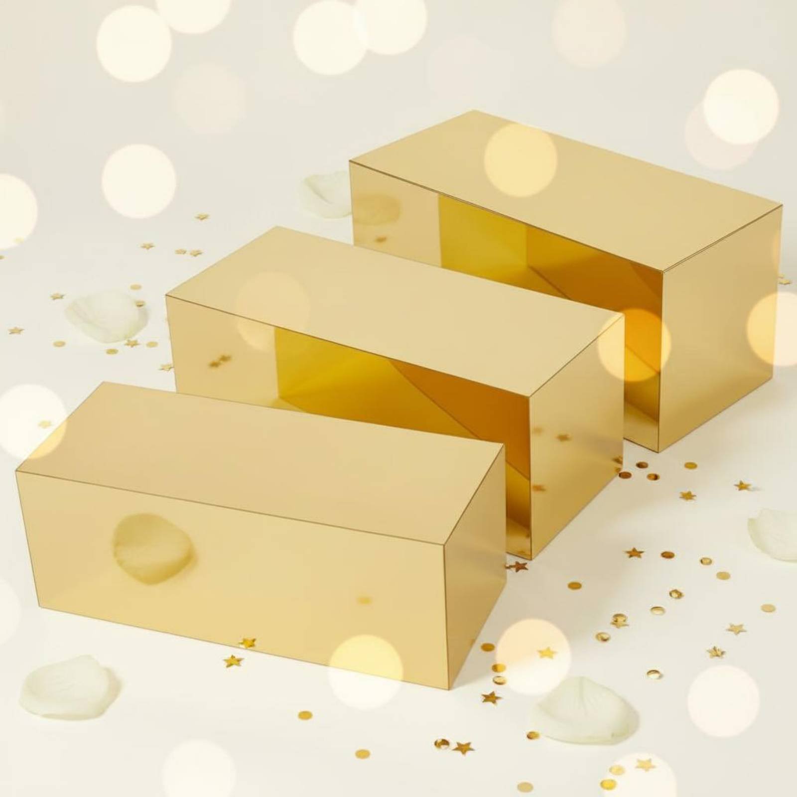 Home Decor Gold - 3 Pieces Gold Acrylic Display Riser