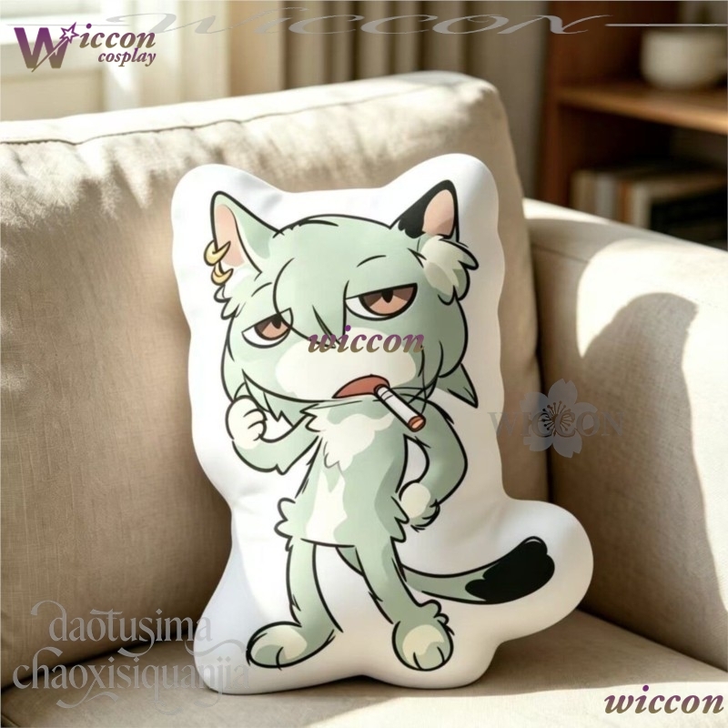 Decorative Throw Pillow - NebulaCloak Chainsmoker Cat Q Version Doll