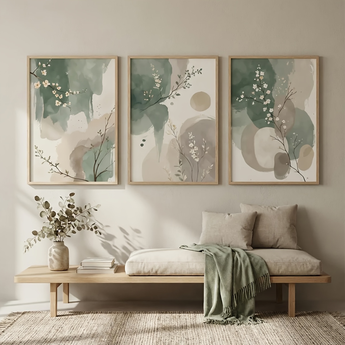 Home Decor Trends - 3pcs Japanese-Style Plant Canvas Wall Art
