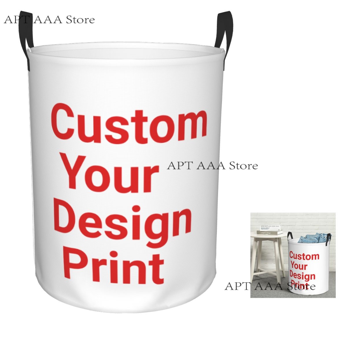 Home Decor Hampers - Custom Round Laundry Hamper Storage Basket