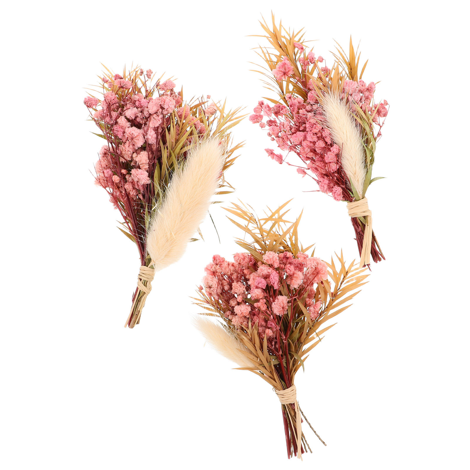 Home Decor Vase With Flowers - 3Pcs Mini Dried Floral Bouquet Natural