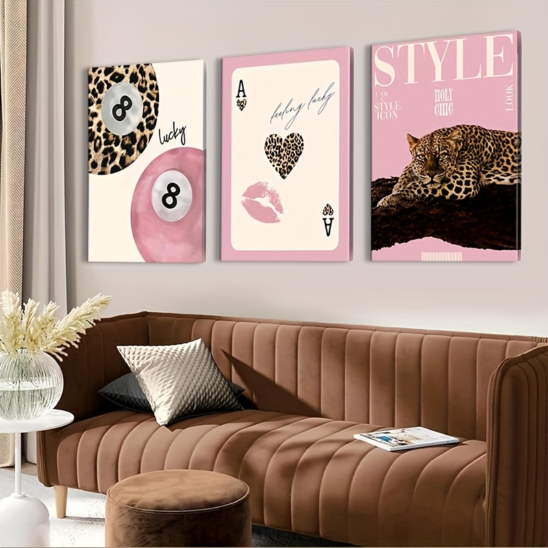 Home Decor Trends - 3pcs Leopard Cheetah Canvas Wall Art