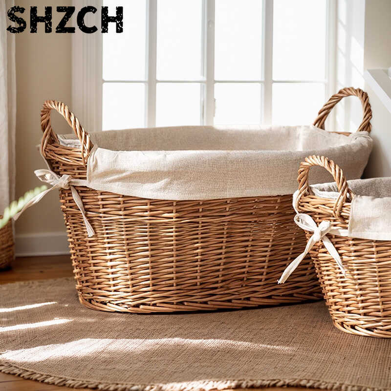Home Decor Hampers - ‌Rattan Dirty Clothes Hamper, Oversized Shower