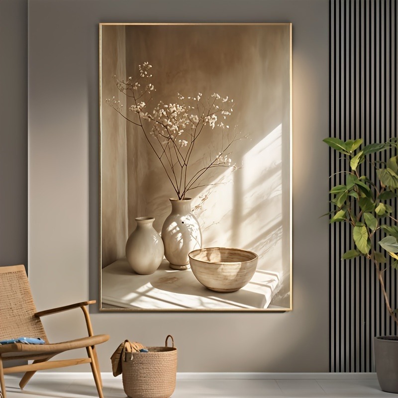 Home Decor Vase With Flowers - Art Deco Retro Floral Vase Canvas