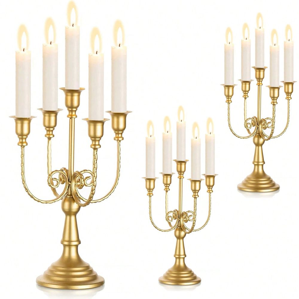 Home Decor Gold - Pack 11.8Inch Gold Candelabra Centerpieces, Metal