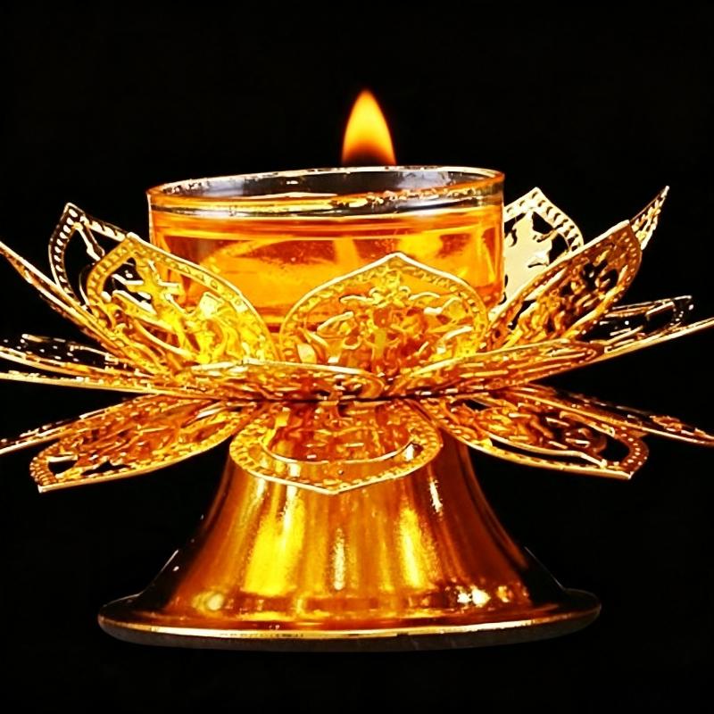 Home Decor Gold - Tea Light Holder Gold Lotus Design