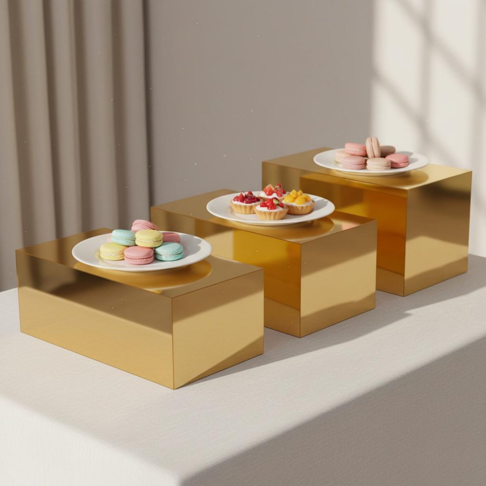 3 Pieces Gold Acrylic Display  - Home Decor Gold 评论和价格