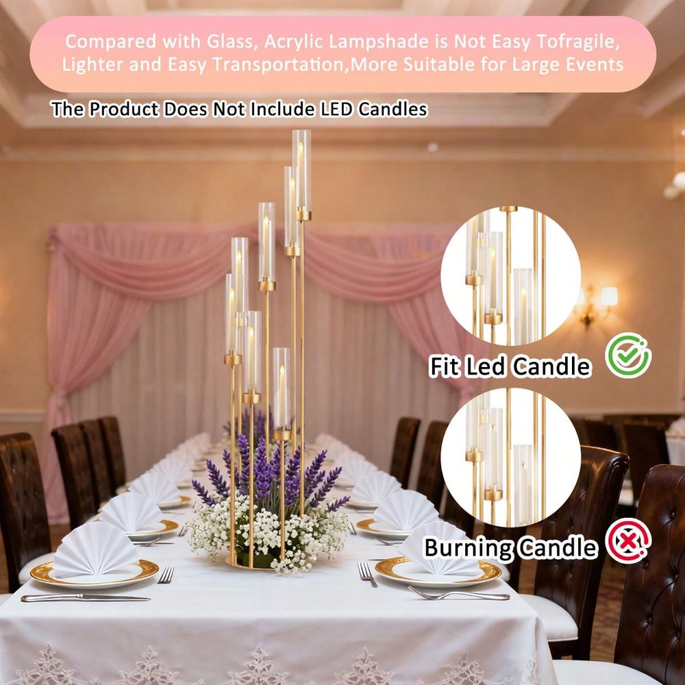 2Pcs 7 Arm Gold Candelabra Can - Home Decor Gold 评论和价格