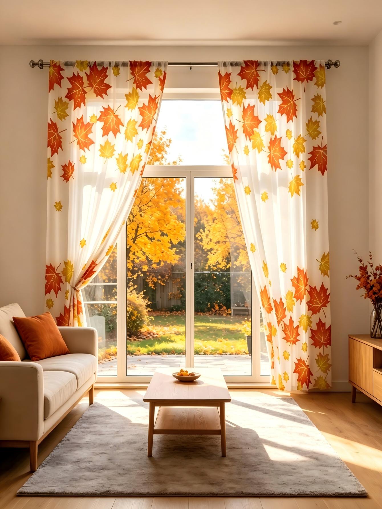 2PCS Digital Print Sheer Curta - Home Decor Yellow 评论和价格