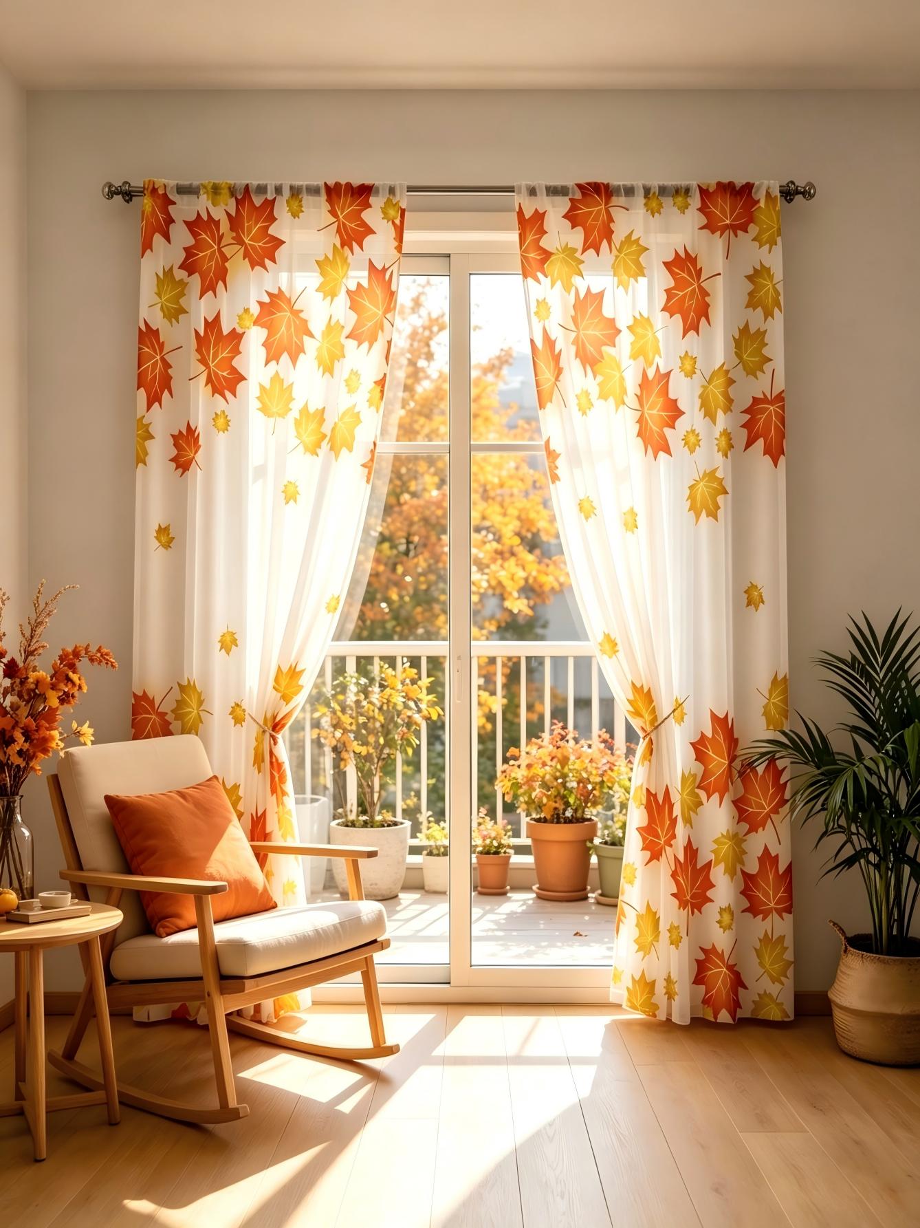 2PCS Digital Print Sheer Curta - Home Decor Yellow 评论和价格