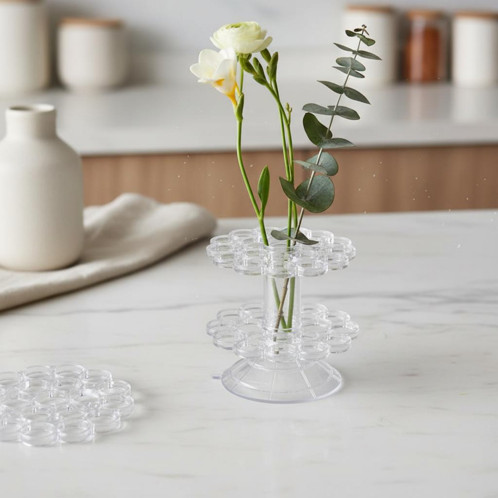 Coil Flower Stalk Holder Easy  - Home Decor Vase With Flowers 评论和价格
