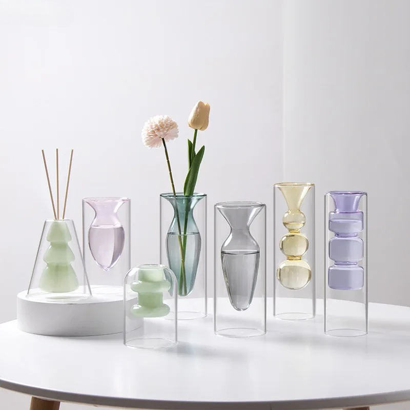 Colorful Double-layer Glass Va - Terrarium Glass Bottle 评论和价格