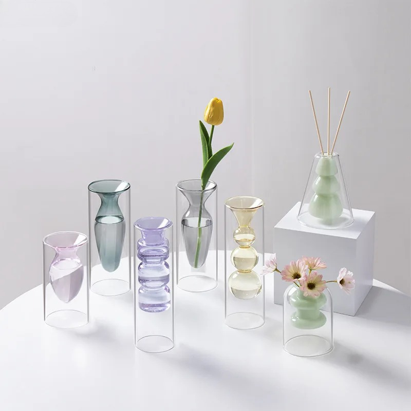 Colorful Double-layer Glass Va - Terrarium Glass Bottle 评论和价格