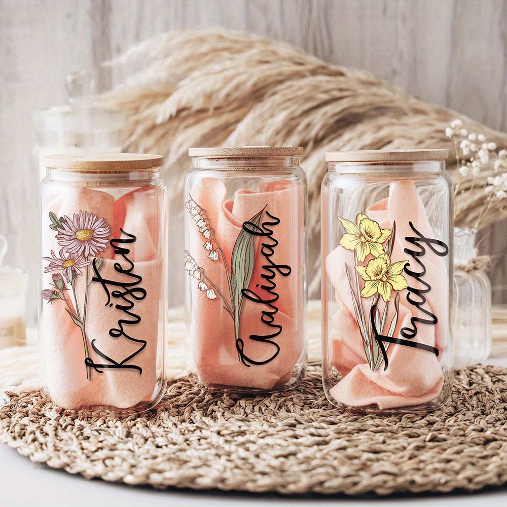 Custom Birth Flower Name Glass - Terrarium Glass Bottle 评论和价格
