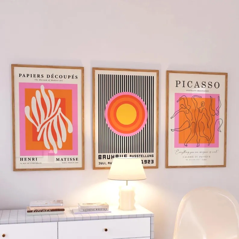 3pcsModern Orange  Bauhaus And - Home Decor Reviews 评论和价格