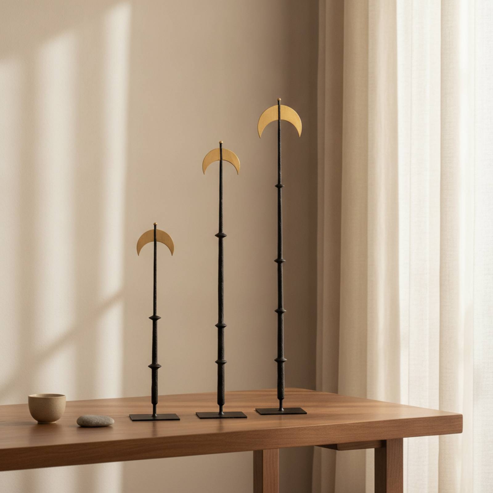 3 Pieces Crescent Moon Ornamen - Home Decor Gold 评论和价格