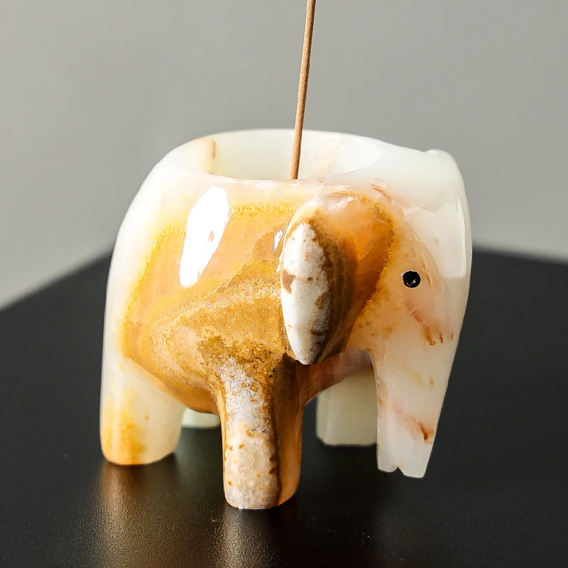 White Onyx Natural Marble Elep - Incense Stick Holder 评论和价格