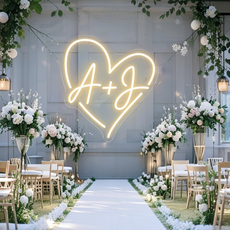 Custom Initials Heart LED Neon - Home Decor Ideas 评论和价格