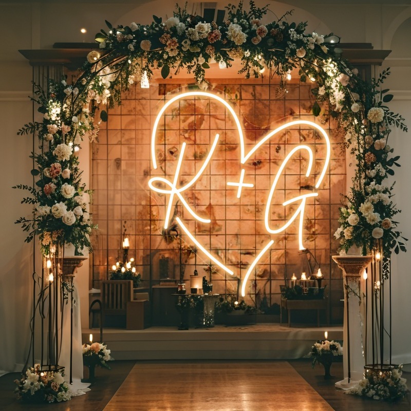 Custom Initials Heart LED Neon - Home Decor Ideas 评论和价格