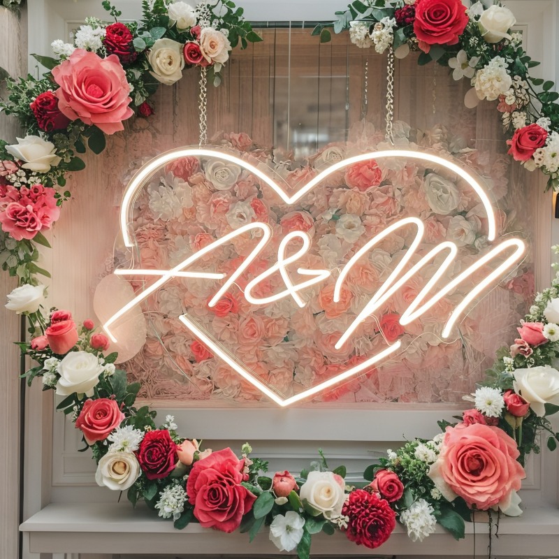 Custom Initials Heart LED Neon - Home Decor Ideas 评论和价格