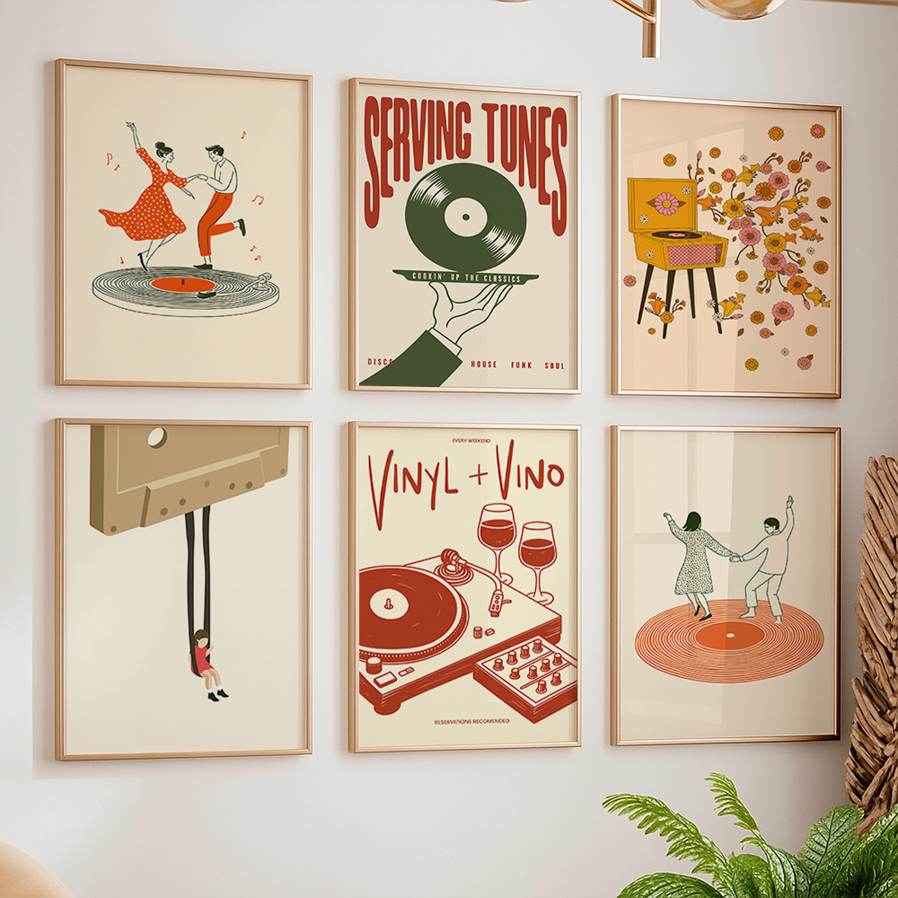 1pc Vintage Music Canvas Poste - Home Decor Trends 评论和价格