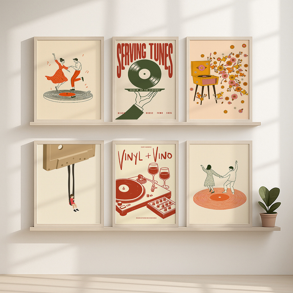 1pc Vintage Music Canvas Poste - Home Decor Trends 评论和价格