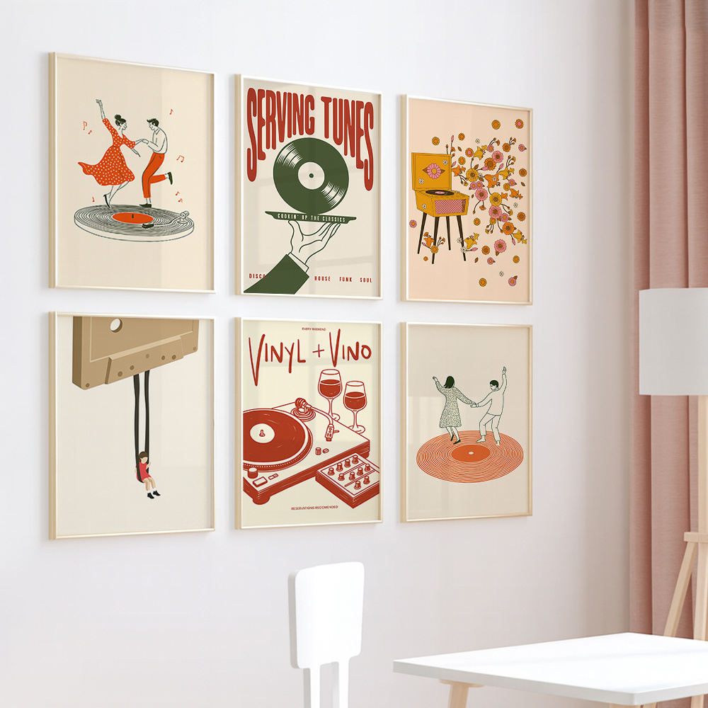 1pc Vintage Music Canvas Poste - Home Decor Trends 评论和价格