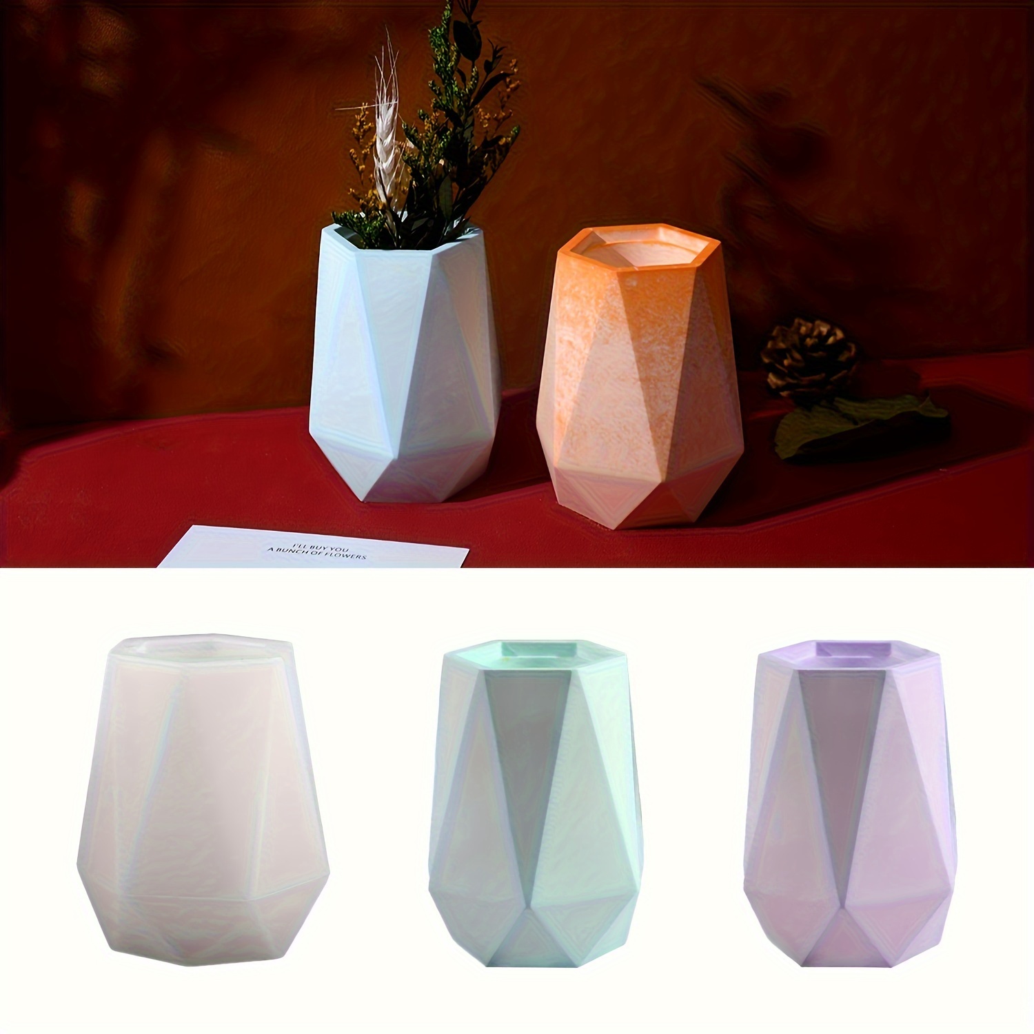 Diy6 Side Cut Side Vase Silico - Home Decor Vase With Flowers 评论和价格