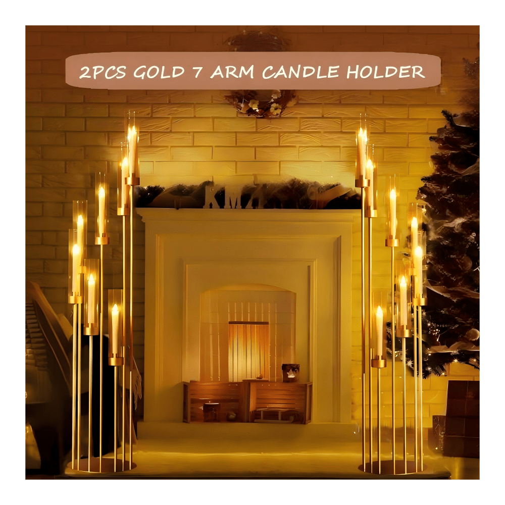 2Pcs 7Arm Gold Floor Candelabr - Flooring Home Decor 评论和价格