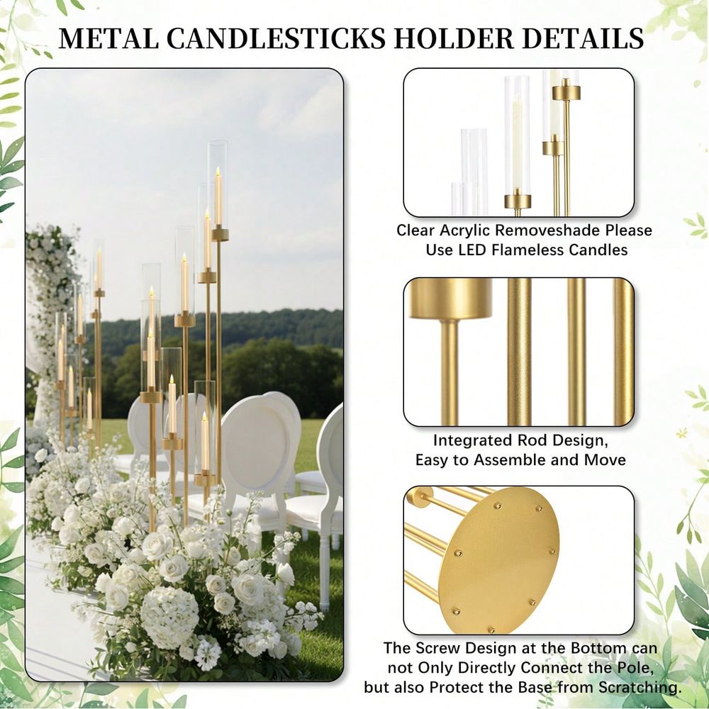 2Pcs 7Arm Gold Floor Candelabr - Flooring Home Decor 评论和价格