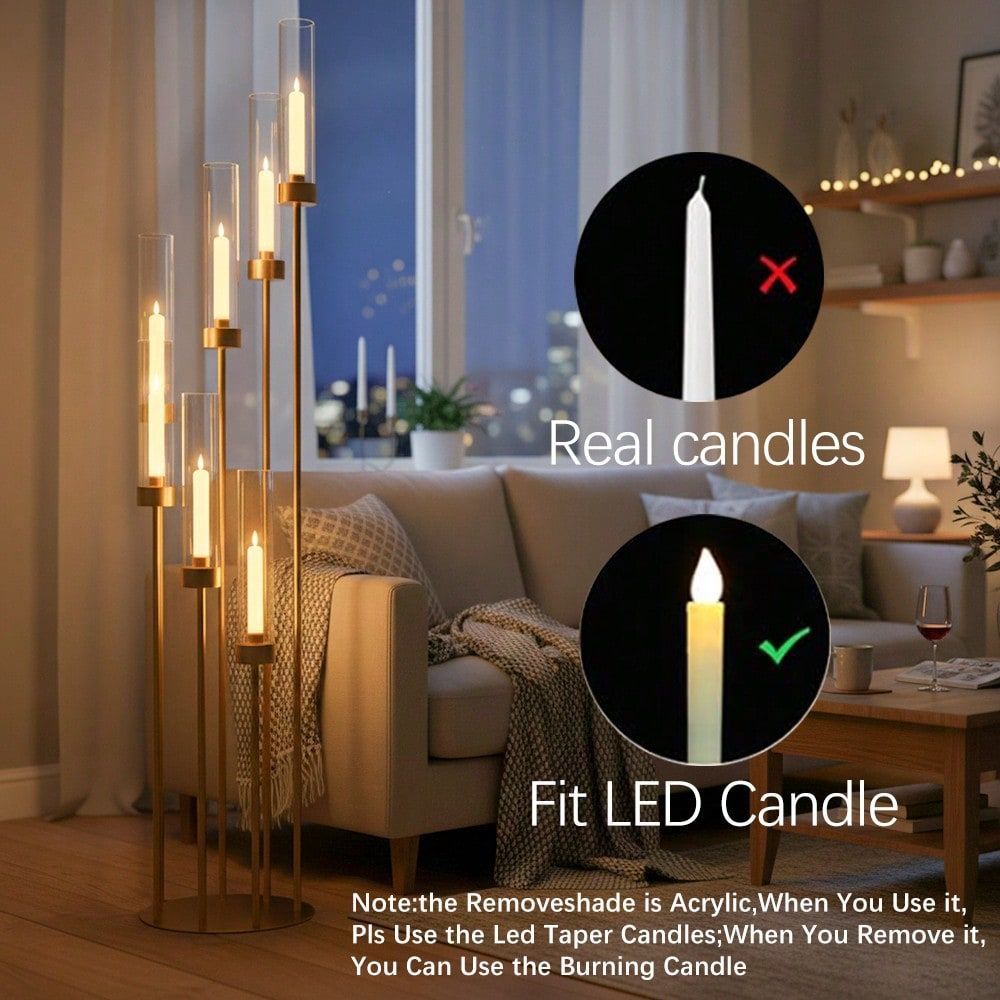 2Pcs 7Arm Gold Floor Candelabr - Flooring Home Decor 评论和价格