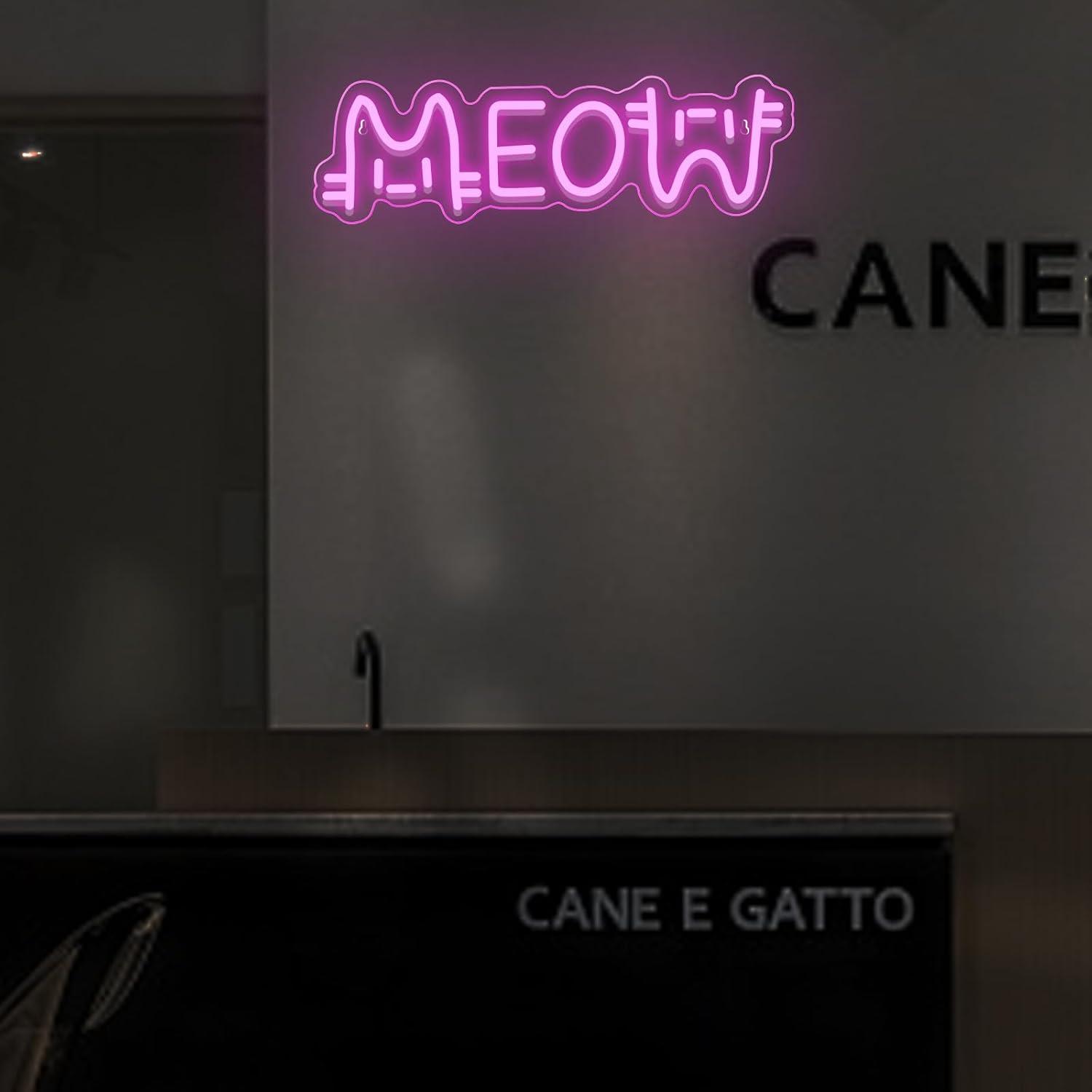 Meow Neon Sign Cat USB Powered - Home Decor Cat 评论和价格
