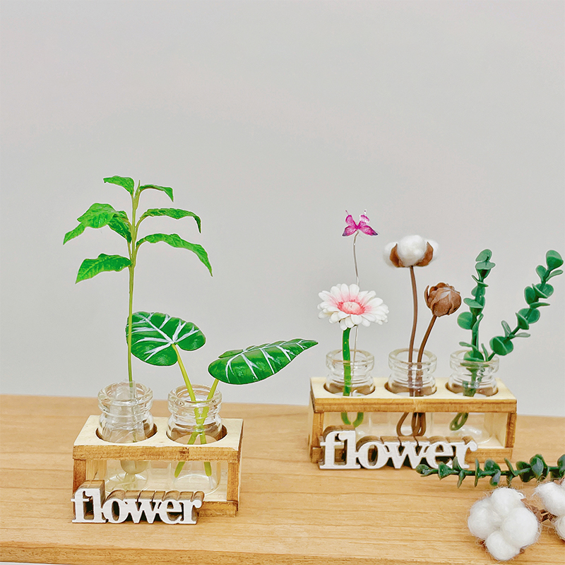 1Set 1:12 Dollhouse Miniature  - Home Decor Vase With Flowers 评论和价格