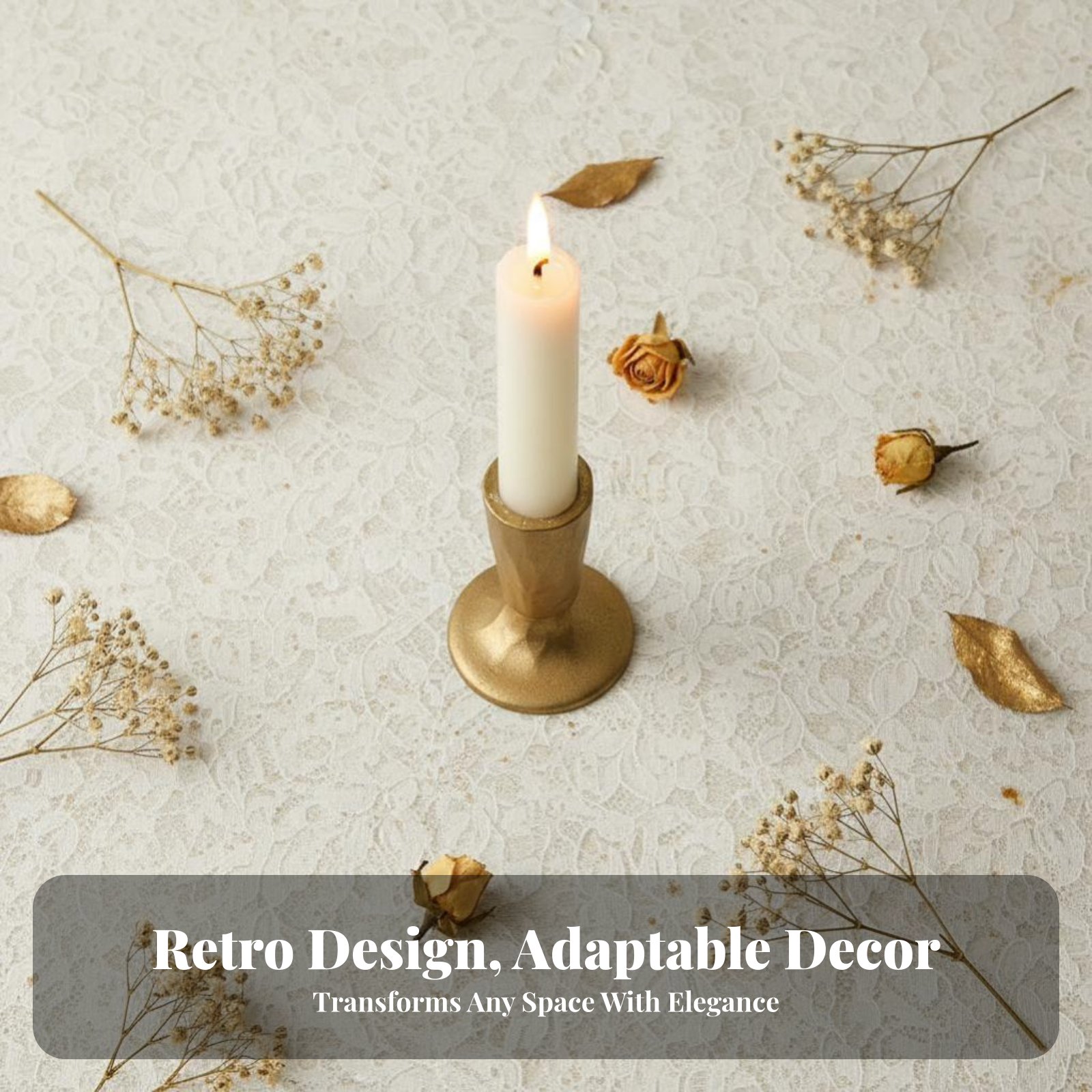 Gold Cast Iron Candle Holder,  - Home Decor Gold 评论和价格