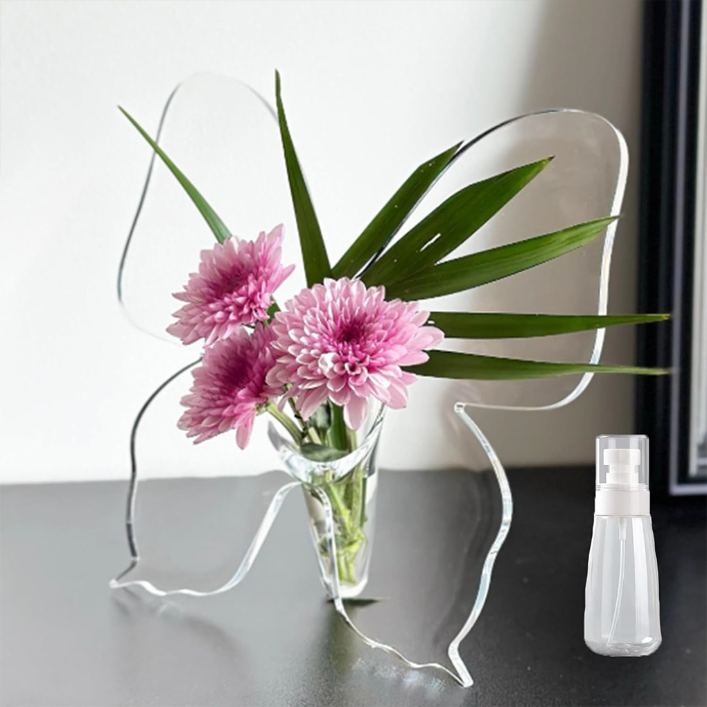 Transparent Butterfly Acrylic  - Home Decor Vase With Flowers 评论和价格