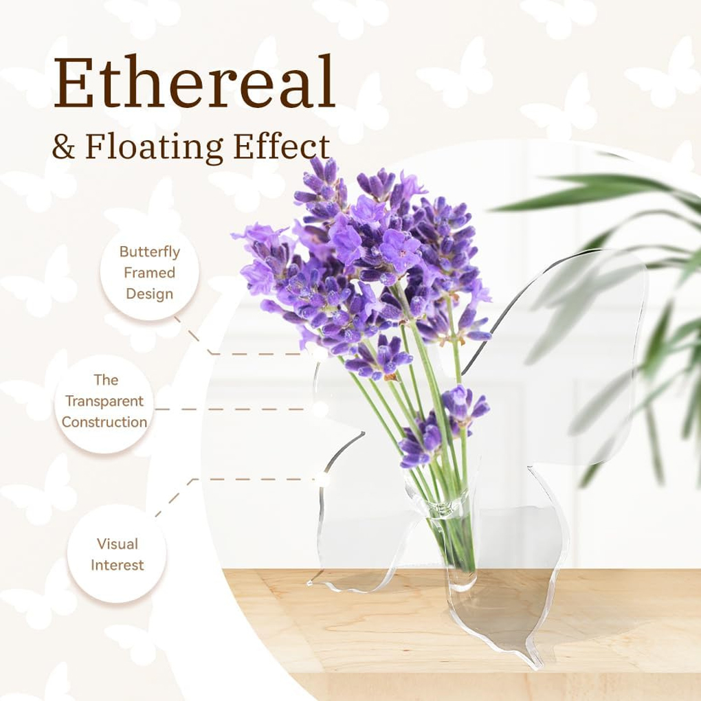 Transparent Butterfly Acrylic  - Home Decor Vase With Flowers 评论和价格