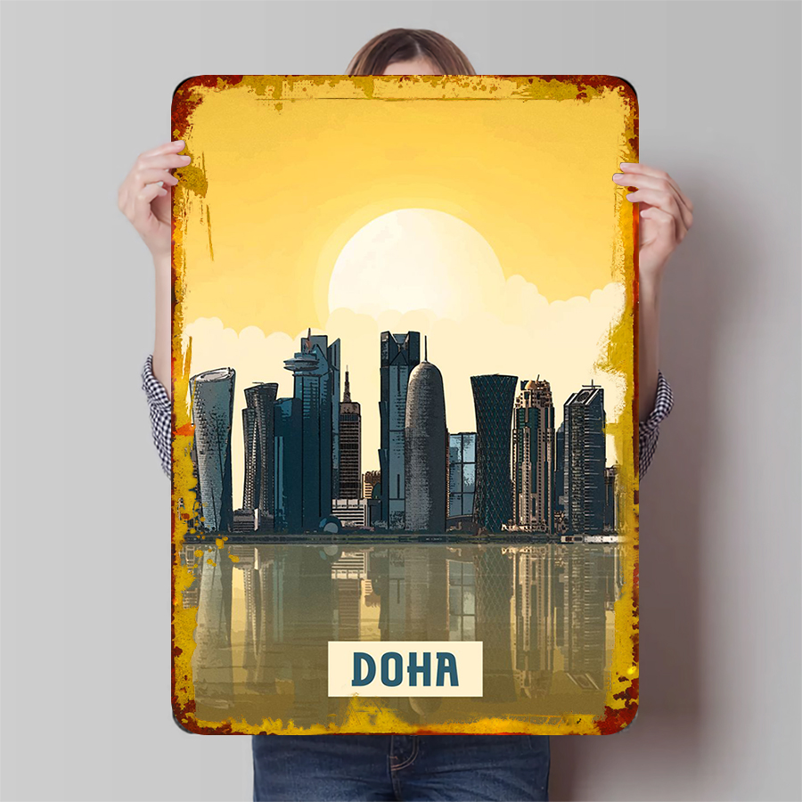Doha Skyline Metal Wall Art Qa - Home Decor Qatar 评论和价格