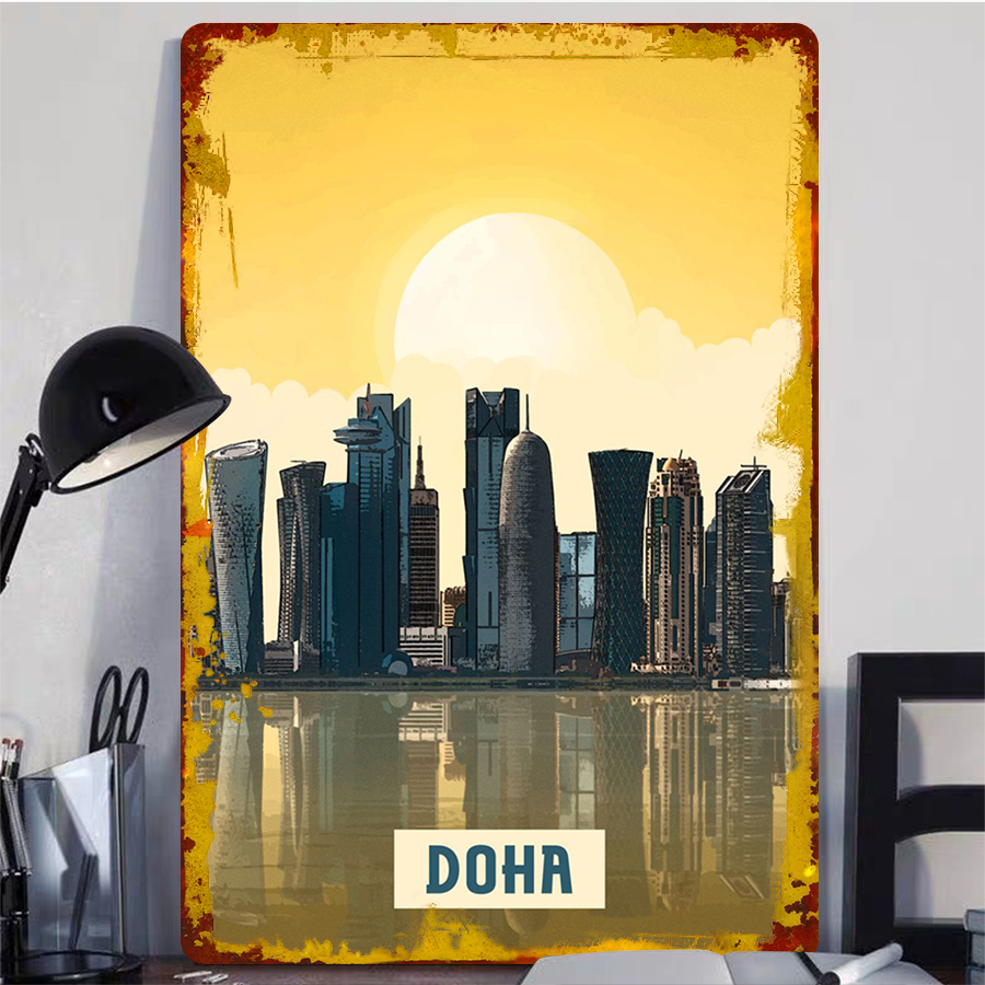 Doha Skyline Metal Wall Art Qa - Home Decor Qatar 评论和价格