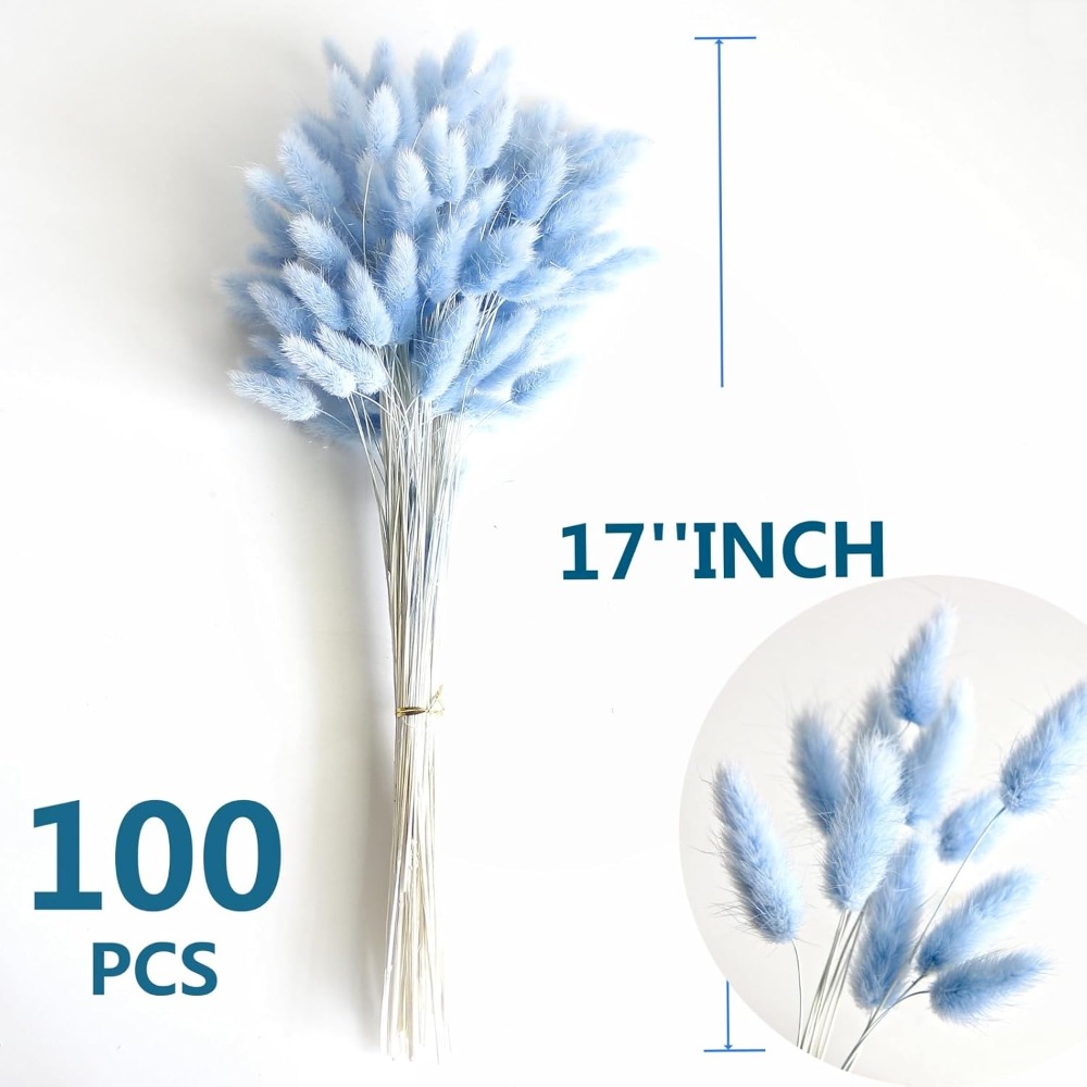 100PCS Blue Hare's-tail Grass  - Home Decor Vase With Flowers 评论和价格