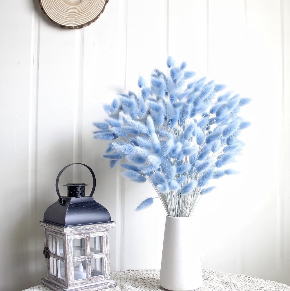 100PCS Blue Hare's-tail Grass  - Home Decor Vase With Flowers 评论和价格