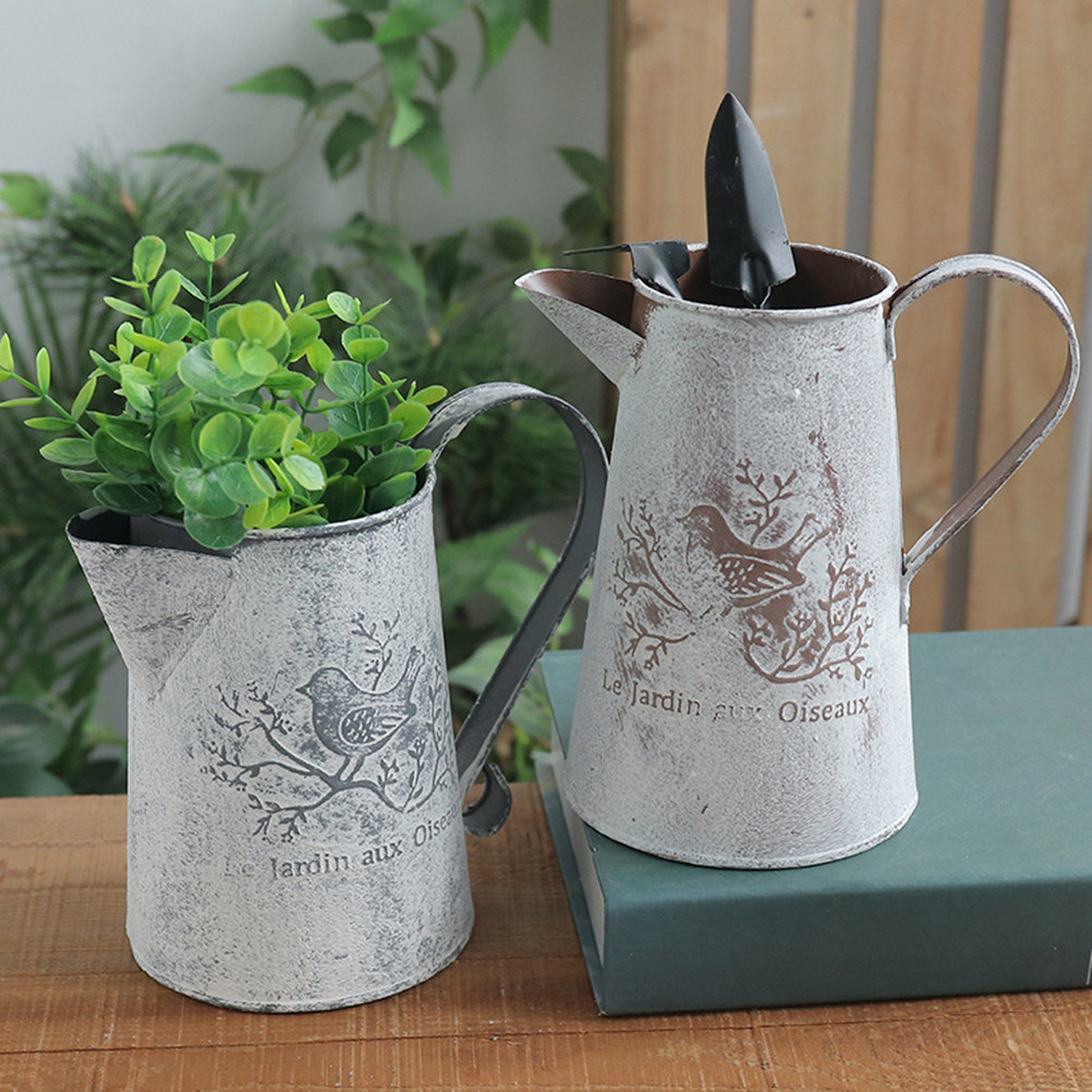 Garden Tin Bucket Vintage Flow - Home Decor Vase With Flowers 评论和价格