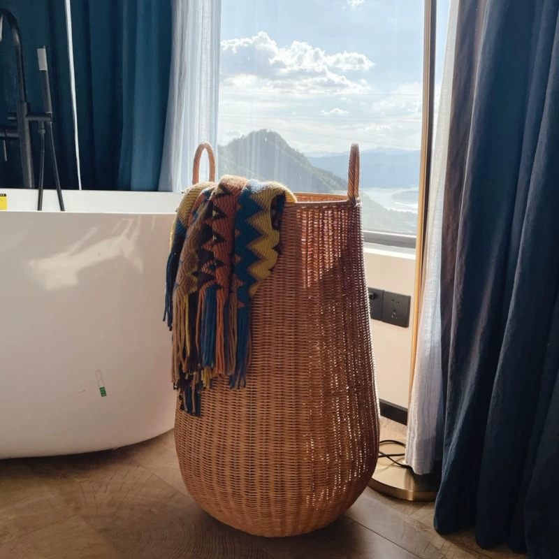 Ins Style Rattan Laundry Baske - Home Decor Hampers 评论和价格